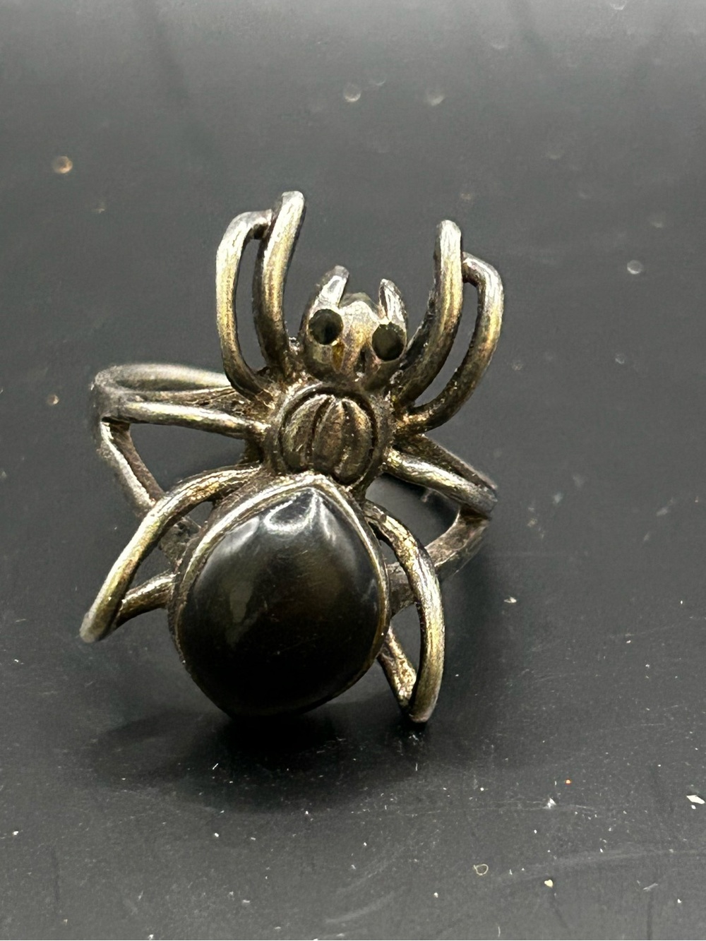 925 Vintage-Inspired Spider Statement Ring in Black and Silver
